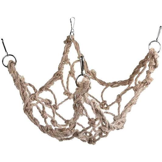 Bird Rope Perch Swing Climbing Net Toy Parrot Hammock for Cockatiels Cockatoo Rat Gerbil Chinchilla（60*60cm）