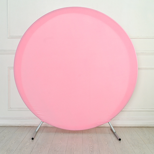 Round Backdrop Cover - 7.2x7.2ft Pink Circle Cover Round Photography Background for Birthday Party Baby Shower Wedding Decorations