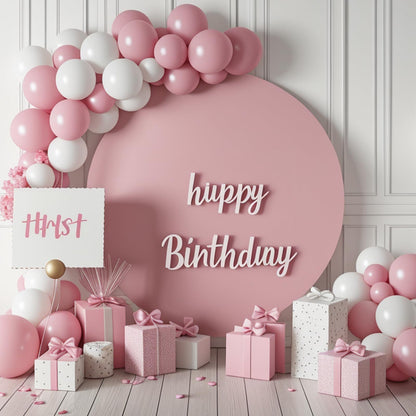 Round Backdrop Cover - 7.2x7.2ft Pink Circle Cover Round Photography Background for Birthday Party Baby Shower Wedding Decorations