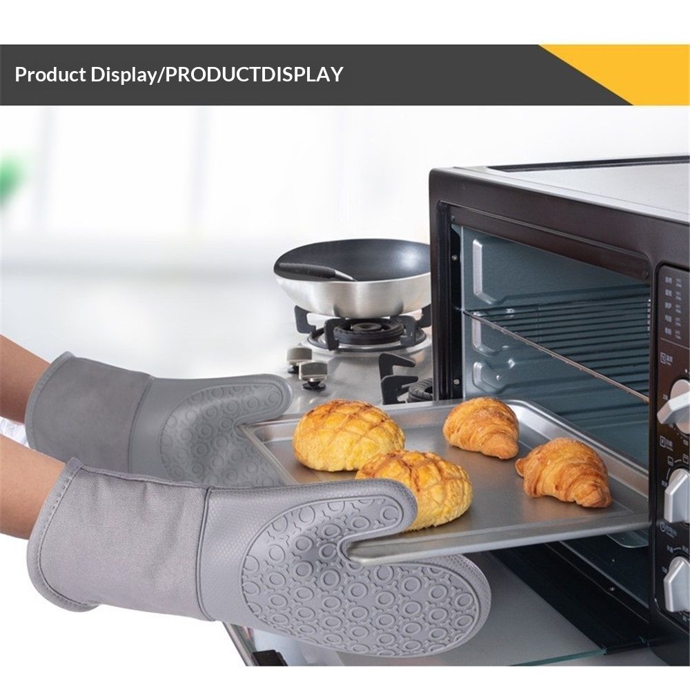 7PCS Oven Mitts and Pot Holders Sets - 480°F Heat Resistant Pot Holders and Oven Mitts, Extra Long Silicone Oven Mitts for Cooking, Non-Slip Oven Mitt with Soft Cotton Lining