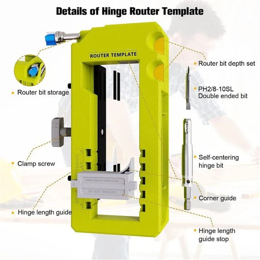 Door Hinge Jig, Door Hinge Mortiser, Router Template Fits for Door Hinges from 3” to 5” Length and Types of Square, Radius 1/4” or Radius 5/8”.