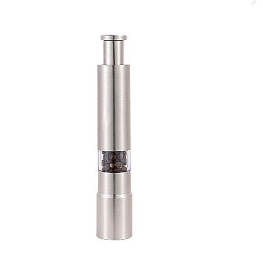 Stainless-Steel One-Handed Thumb Push Button Salt and Pepper Grinder For Black Pepper(Stainless steel spring built-in model)