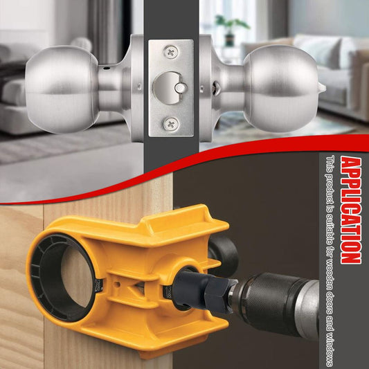 Door Lock Installation Kit,  For Metal or Wood Doors, 2 Adjustable Bushings, Easy Installation  with Hole Saw & Anti-Warp Backing Plates (Yellow)