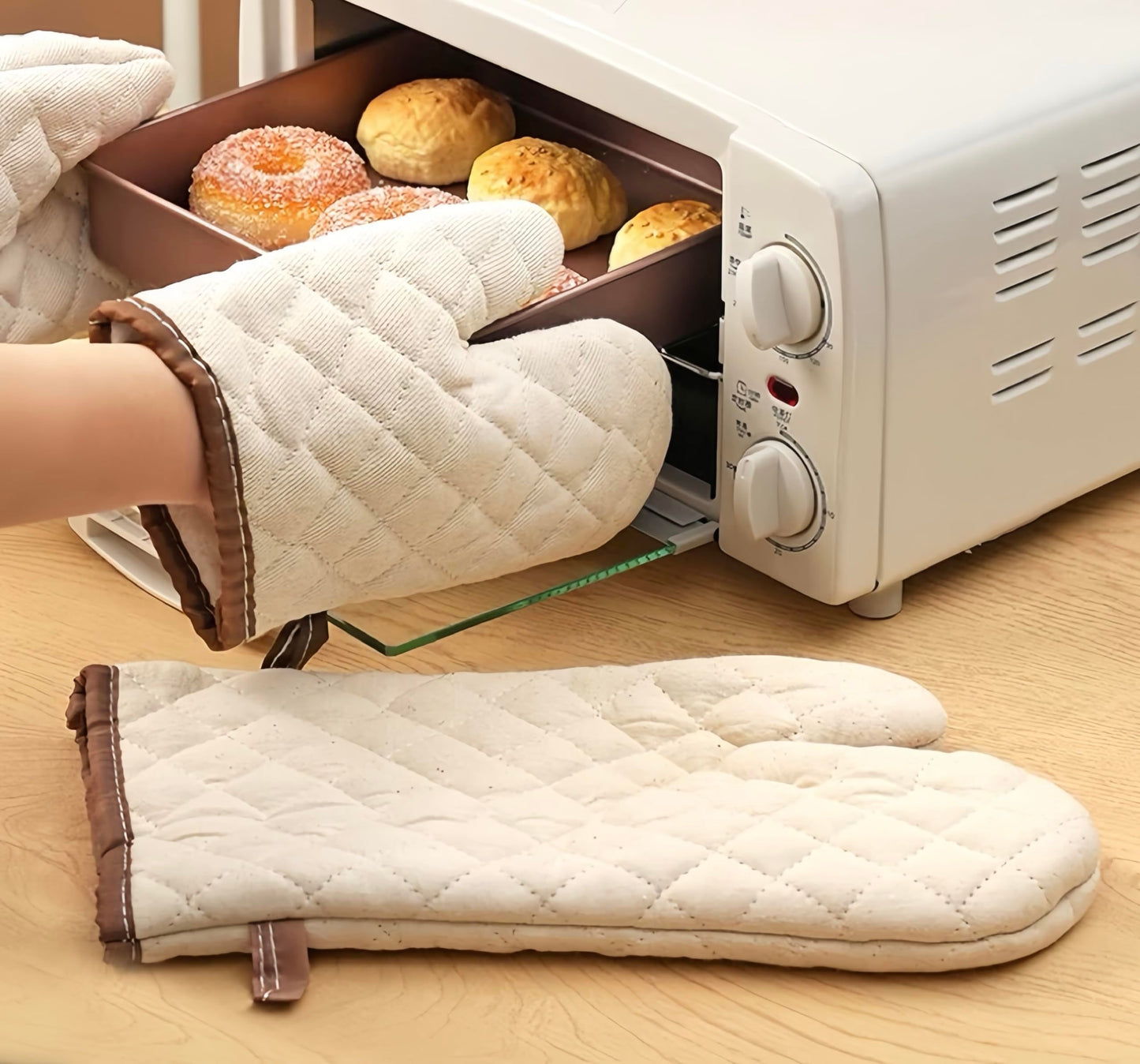 Cotton Oven a pair , High Heat Resistant Microwave Gloves, Kitchen Mitts for Baking,Cooking, BBQ, Small
