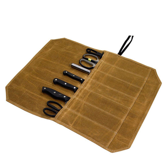 Chef’s Knife Roll Bag,Waxed Canvas Knife Cultery Carrier, Portable Chef Knife Cases,Knife Pouch Holders Pockets Can Hold Home Kitchen Knife Tools