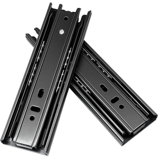 2 Pairs 8+6 Inch Full Extension Less Noise Drawer Slides all Bearing Side Mounted Drawer Slider Heavy Duty Drawer Slides, Black
