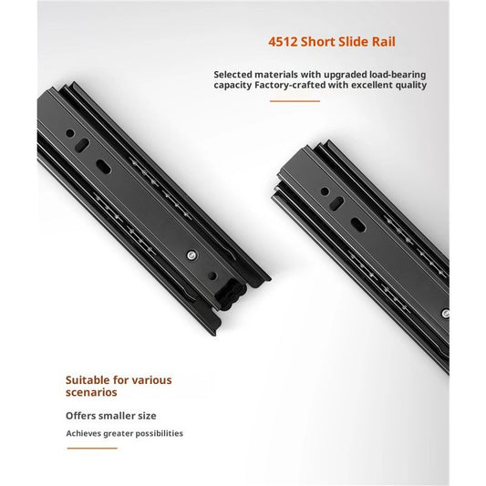 2 Pairs 8+6 Inch Full Extension Less Noise Drawer Slides all Bearing Side Mounted Drawer Slider Heavy Duty Drawer Slides, Black