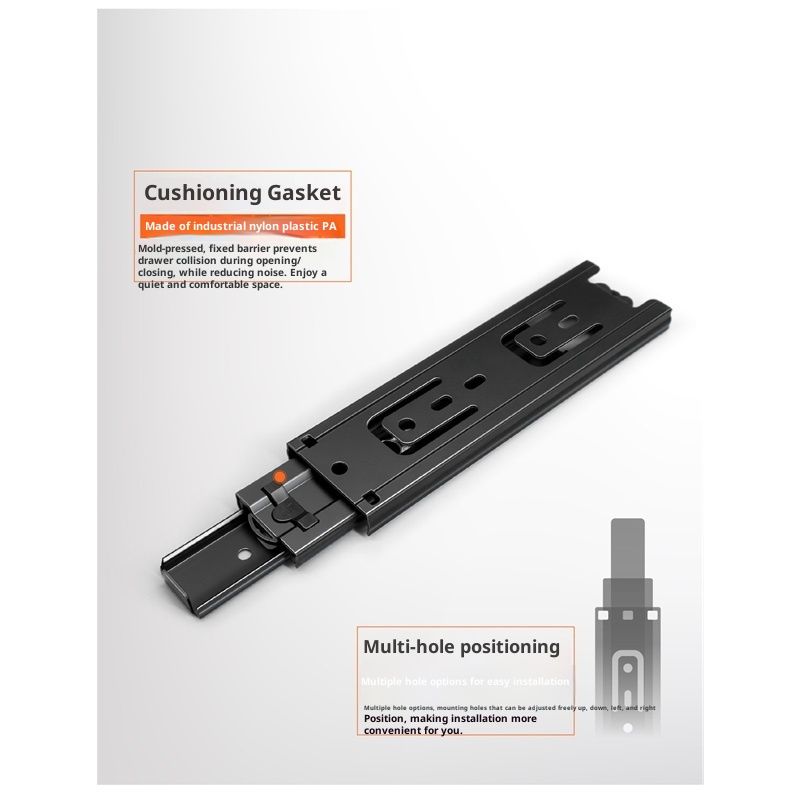 2 Pairs 8+6 Inch Full Extension Less Noise Drawer Slides all Bearing Side Mounted Drawer Slider Heavy Duty Drawer Slides, Black