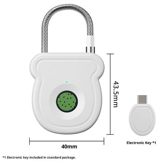 Fingerprint Padlock for Gym Locker w/USB Key, Biometric Lock 20 User for Luggage Backpack Case Toolbox Suitcase Zipper Handbag, Keyless Cable Latch for Travel Renter School Office Dorm
