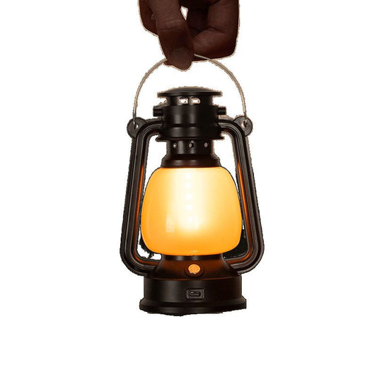 Farmhouse Rustic Accent Electric Lantern Oil Lamp with LED Bulb Black Matte Nightstand Table Lamps Antique Light Study Room 7.5 Inches Tall Cabin Kitchen Winery Restaurant Bar
