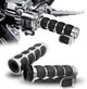 2.5cm Motorcycle Handlebar Hand Grips w/Throttle Compatible Street Bike Dirt Bike Cruiser and Chopper (Sliver Flat Angle)