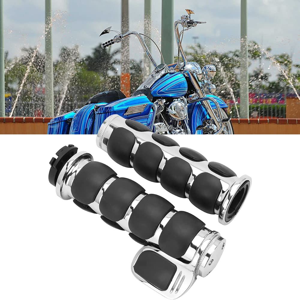 2.5cm Motorcycle Handlebar Hand Grips w/Throttle Compatible Street Bike Dirt Bike Cruiser and Chopper (Sliver Flat Angle)