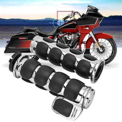 2.5cm Motorcycle Handlebar Hand Grips w/Throttle Compatible Street Bike Dirt Bike Cruiser and Chopper (Sliver Flat Angle)