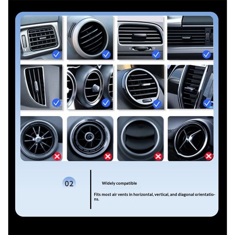 Firm-hold Air Vent Car Phone Holder ,Rotatable Universal Phone Mount with Adjustable Wide Hook,Anti-vibration,Single-press Release,Heat-resistant