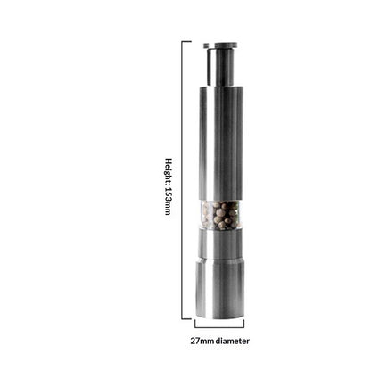 Stainless-Steel One-Handed Thumb Push Button Salt and Pepper Grinder For Black Pepper(Stainless steel spring built-in model)