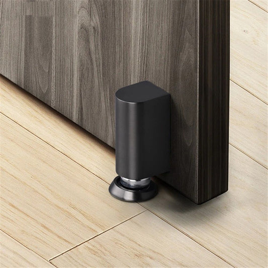 Silent Magnetic Door Stoppers - Matte Black Door Stopper, Stainless Steel Windproof Heavy Duty Gripper, Adjustable Height for Door Gaps, Keep Door Open