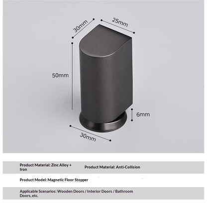 Silent Magnetic Door Stoppers - Matte Black Door Stopper, Stainless Steel Windproof Heavy Duty Gripper, Adjustable Height for Door Gaps, Keep Door Open