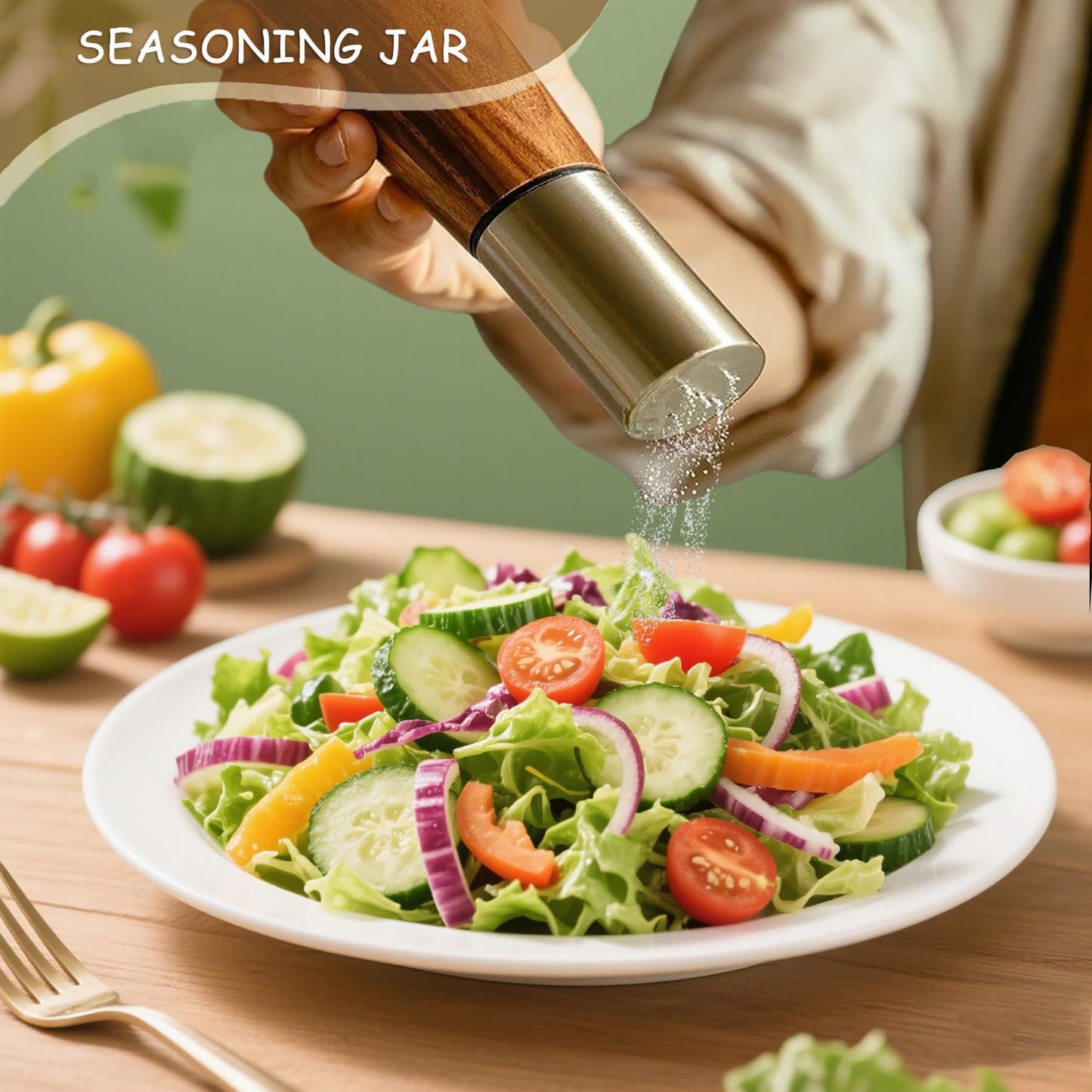 2pcs Salt and Pepper Grinder Set, Acacia Wooden Pepper Grinder with Adjustable Coarseness, Refillable Ceramic Blade Grind,Gold Pepper Mill for Kitchen