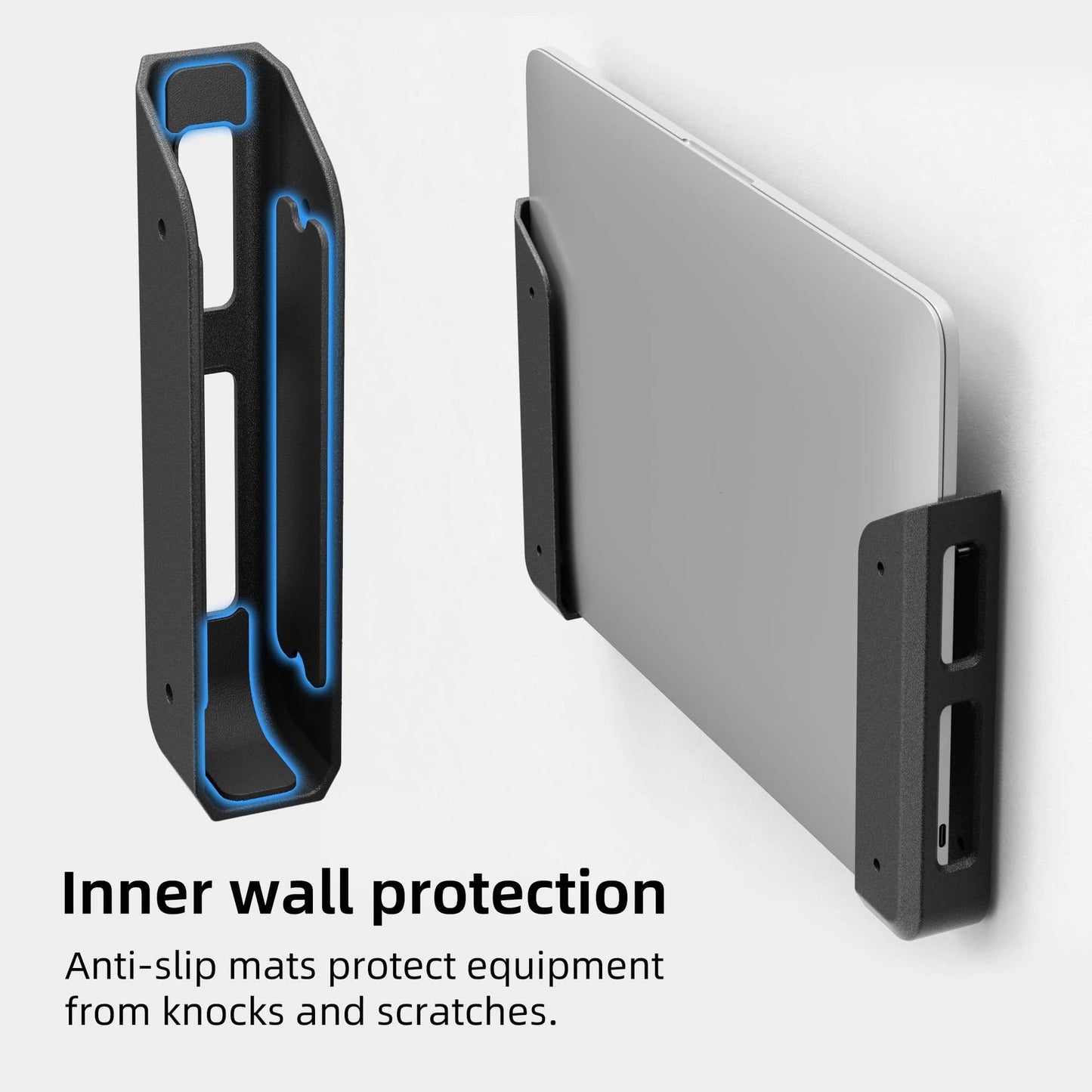 Wall & Under Desk Laptop Mount Holder with Adhesive & Screws in,1.1"/ 28 mm Thick,Anti-Scratch Pads,Universal for MacBooks,Surface,Keyboards,Tablets,Switch &More（Only bracket）
