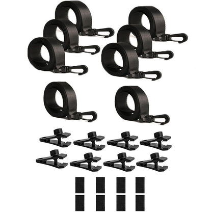 Upgraded Pool Solar Cover Reel Straps,24 Pcs Including 8 Snap-Lock Solar Cover Clips,8 Pcs 3 Times Denser Nylon Solar Cover Straps,8 Hook