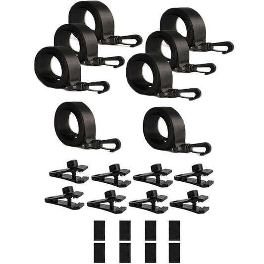 Upgraded Pool Solar Cover Reel Straps,24 Pcs Including 8 Snap-Lock Solar Cover Clips,8 Pcs 3 Times Denser Nylon Solar Cover Straps,8 Hook