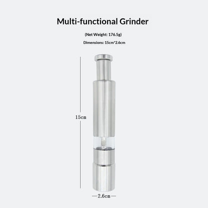 Stainless-Steel One-Handed Thumb Push Button Salt and Pepper Grinder For Black Pepper Or Salt(One pack)
