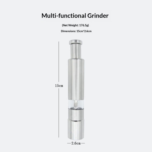 Stainless-Steel One-Handed Thumb Push Button Salt and Pepper Grinder For Black Pepper Or Salt(One pack)