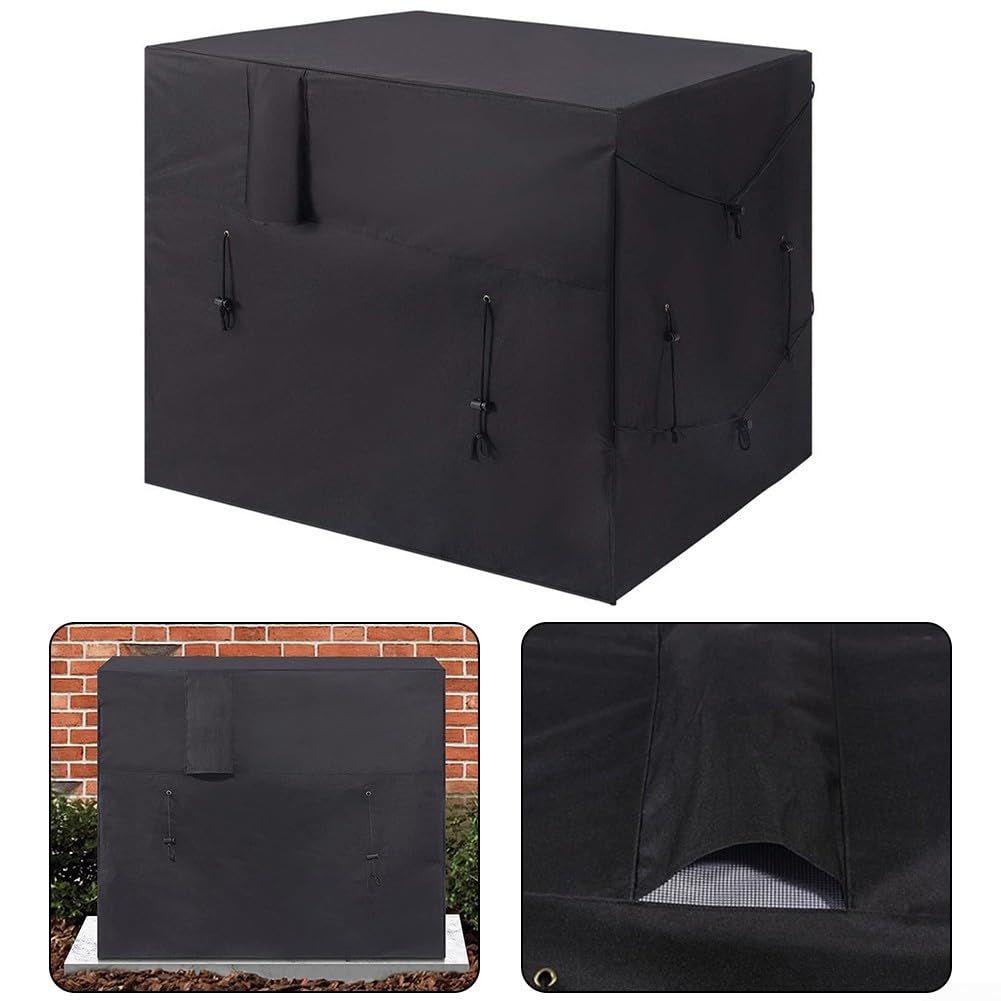 210D Waterproof Oxford Fabric Pool Heat Cover for Outdoor Units with Adjustable Drawstrings, Winter Protection for Spa Equipment