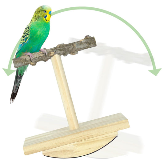 Bird Perch Training Parakeet Toys Interactive Cockatiel Perches, Wooden Bird Swing Playground Stand Parrot Enrichment Toy for Parakeet, Cockatiel,