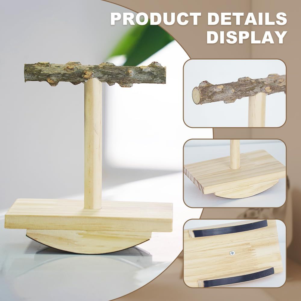 Bird Perch Training Parakeet Toys Interactive Cockatiel Perches, Wooden Bird Swing Playground Stand Parrot Enrichment Toy for Parakeet, Cockatiel,