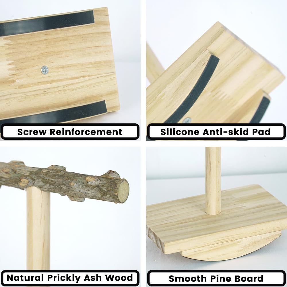 Bird Perch Training Parakeet Toys Interactive Cockatiel Perches, Wooden Bird Swing Playground Stand Parrot Enrichment Toy for Parakeet, Cockatiel,