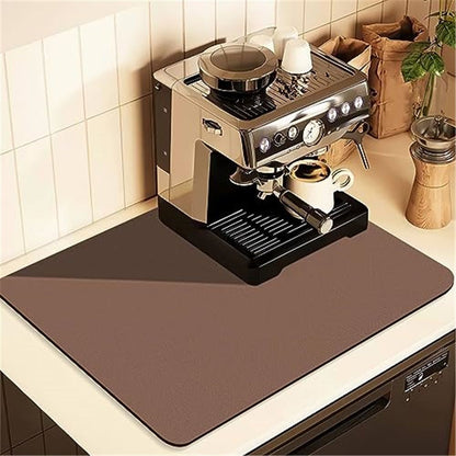 Coffee Mat Hide Stain Rubber Backed Absorbent Dish Drying Mat for Kitchen Counter Fits Under Coffee Maker & Machine 40*60cm