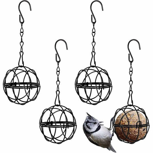8Pcs Metal Hummingbird Feeders for Outdoors Hanging - Round Suet Ball Squirrel Proof Bird Feeders, Bird Watching Gifts for Wild Birds Outdoor Garden Window (Black)