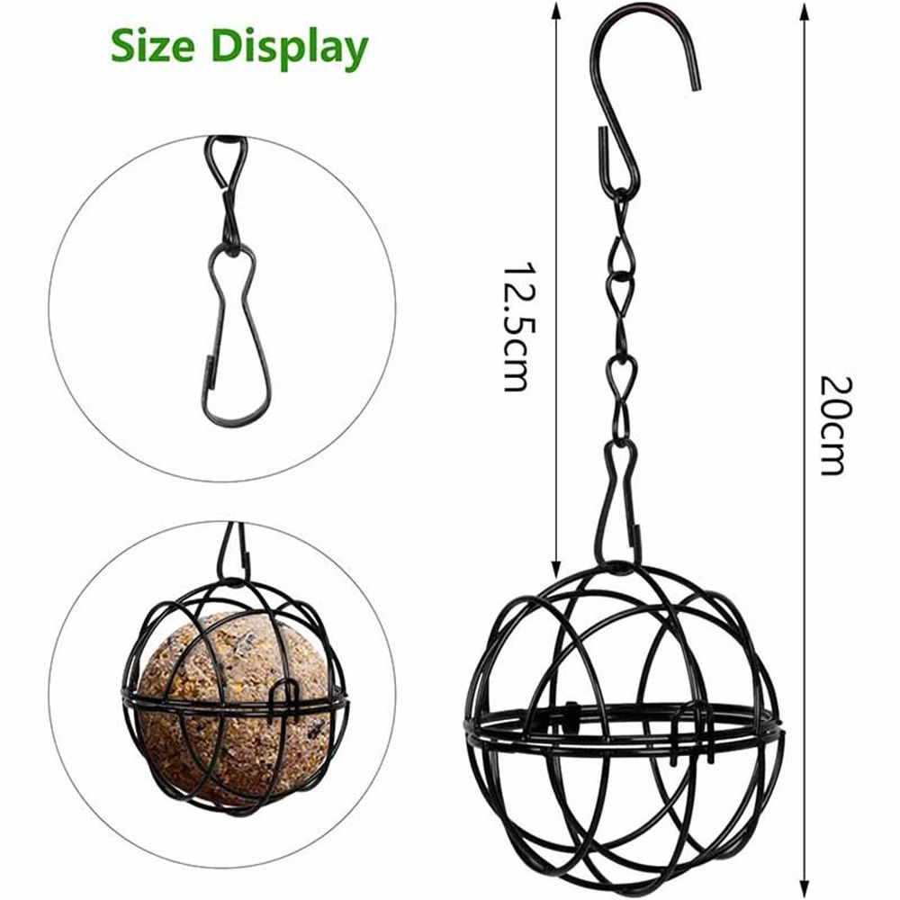 8Pcs Metal Hummingbird Feeders for Outdoors Hanging - Round Suet Ball Squirrel Proof Bird Feeders, Bird Watching Gifts for Wild Birds Outdoor Garden Window (Black)
