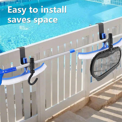 2 Pcs Pool Fence Hooks, Pool Tool Organizer, for Hanging Pool Cleaning Accessory, Pool Pole,Brush, Leaf Skimmer Net,Vacuum Head, Suitable 3/4 Inch to 1-1/4 inch Railing (Black)