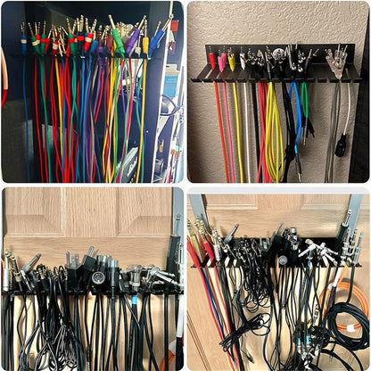 Wall Mount Cable Hanger Cord Rack Organizer Cable Holder Cable Storage with 19 Cable Slots Width from 5.5 to 9.5mm for Cord Management