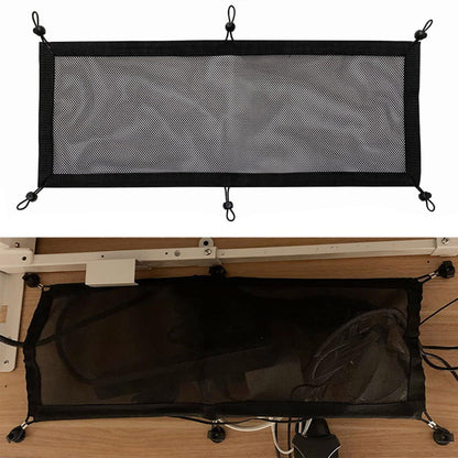 Cable Management net - Under Desk Cable Management Tray - Cable net - Wire Management Under Desk - Cord Organizer (6-pole socket net pocket+6 plum blossom buckles+6 screws)