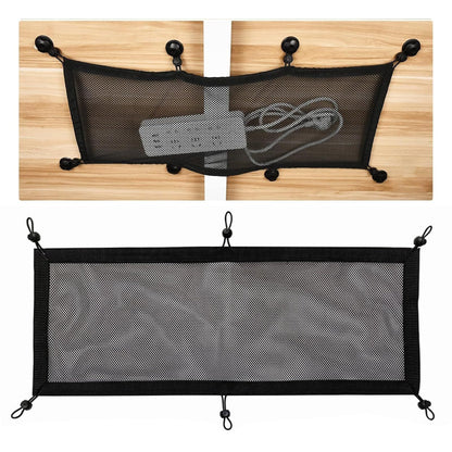 Cable Management net - Under Desk Cable Management Tray - Cable net - Wire Management Under Desk - Cord Organizer (6-pole socket net pocket+6 plum blossom buckles+6 screws)
