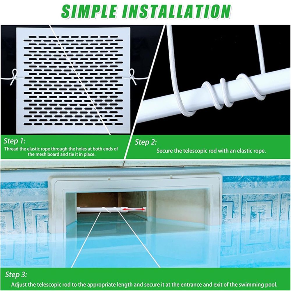 Skimmer Guard Kit Pool Skimmer Net Leaf Skimmer Catcher Shield Protective Spring Action Net System Leaf Protection Debris Prevent Blockage Easy Assembly Durable White