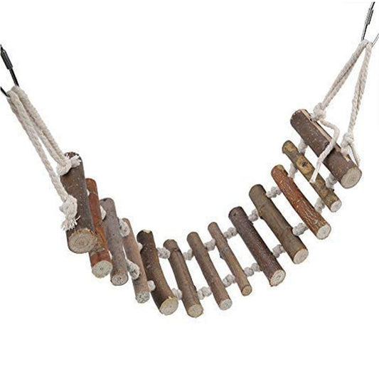 Rope Ladder Bird Toy, Bird Ladder Rope Wooden Ladder Swing Ladder Toy for Parrots Pet Hamster Parrot Parrot Perch for Cage Hanging Pet Bird Cage Accessories（10*60cm）