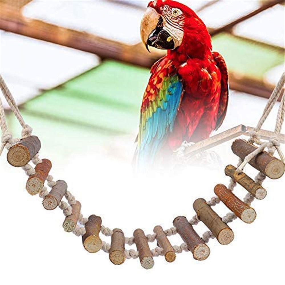 Rope Ladder Bird Toy, Bird Ladder Rope Wooden Ladder Swing Ladder Toy for Parrots Pet Hamster Parrot Parrot Perch for Cage Hanging Pet Bird Cage Accessories（10*60cm）