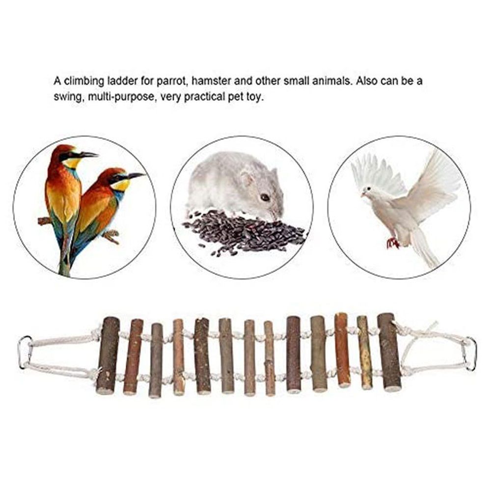 Rope Ladder Bird Toy, Bird Ladder Rope Wooden Ladder Swing Ladder Toy for Parrots Pet Hamster Parrot Parrot Perch for Cage Hanging Pet Bird Cage Accessories（10*60cm）
