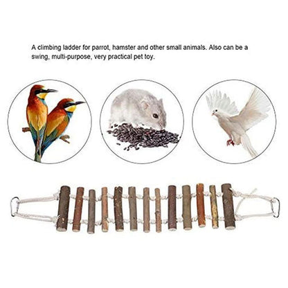 Rope Ladder Bird Toy, Bird Ladder Rope Wooden Ladder Swing Ladder Toy for Parrots Pet Hamster Parrot Parrot Perch for Cage Hanging Pet Bird Cage Accessories（10*60cm）