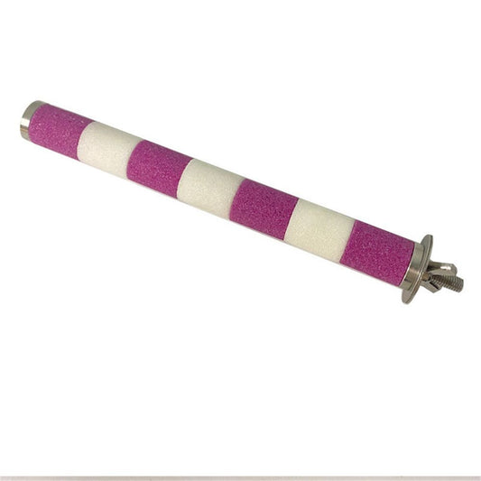 Frosted Bird Rod Toy for Parrots and Parakeets Sturdy Chewing Stand Screw Mount Bird Perch for Cage Accessories Suitable for Budgerigars and Cockatiels（2*20cm white+pink）