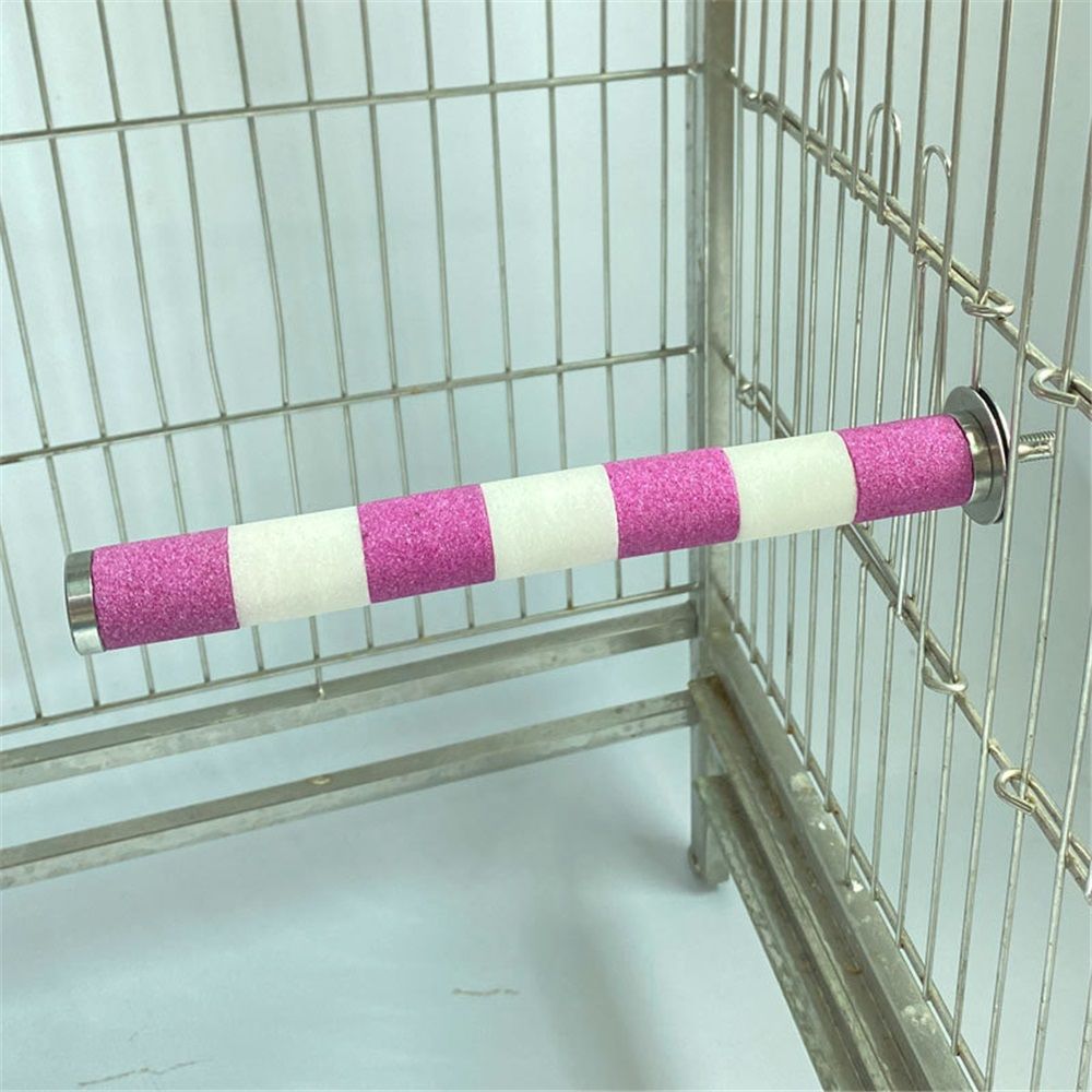 Frosted Bird Rod Toy for Parrots and Parakeets Sturdy Chewing Stand Screw Mount Bird Perch for Cage Accessories Suitable for Budgerigars and Cockatiels（2*20cm white+pink）