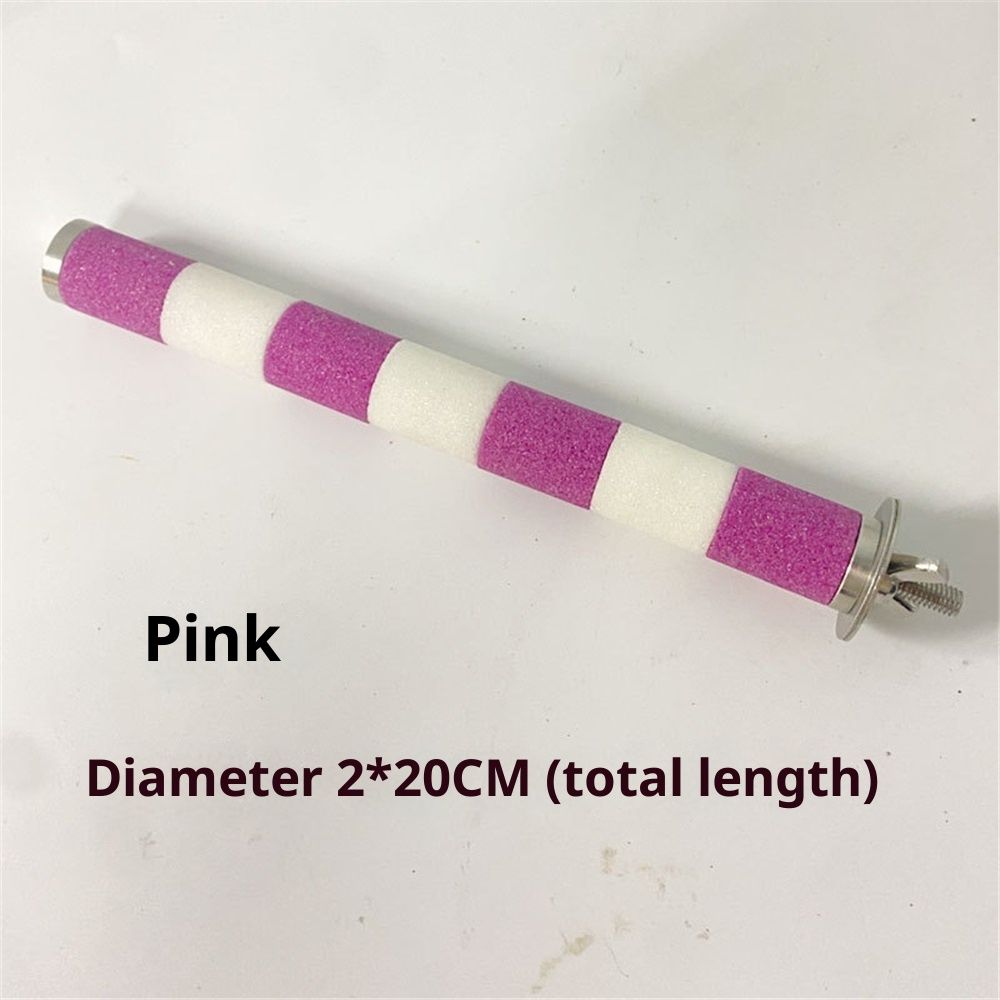 Frosted Bird Rod Toy for Parrots and Parakeets Sturdy Chewing Stand Screw Mount Bird Perch for Cage Accessories Suitable for Budgerigars and Cockatiels（2*20cm white+pink）