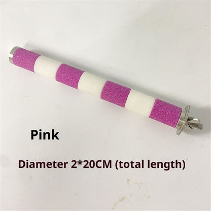 Frosted Bird Rod Toy for Parrots and Parakeets Sturdy Chewing Stand Screw Mount Bird Perch for Cage Accessories Suitable for Budgerigars and Cockatiels（2*20cm white+pink）