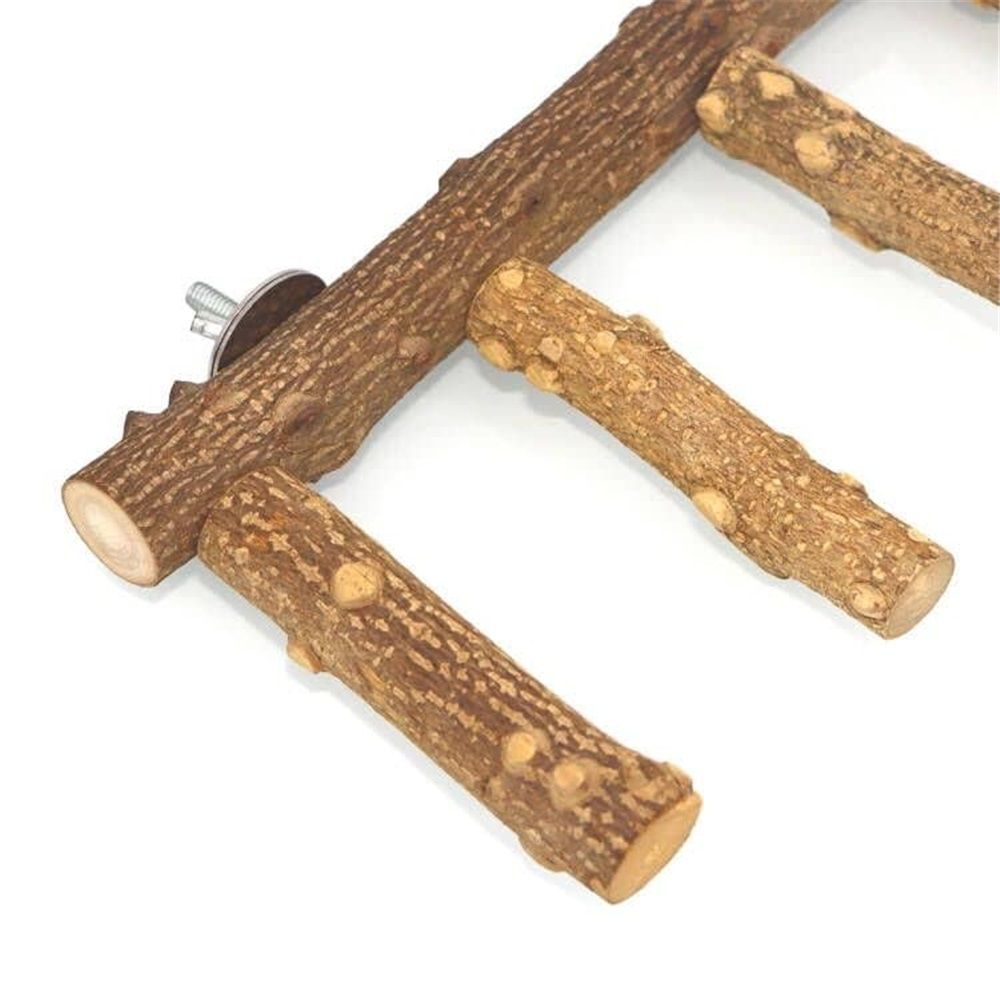 Bird Ladder Perch Cage Nature Wood Stand Parrot Chew Toy for Small Medium Parrot Animal