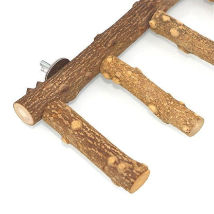 Bird Ladder Perch Cage Nature Wood Stand Parrot Chew Toy for Small Medium Parrot Animal