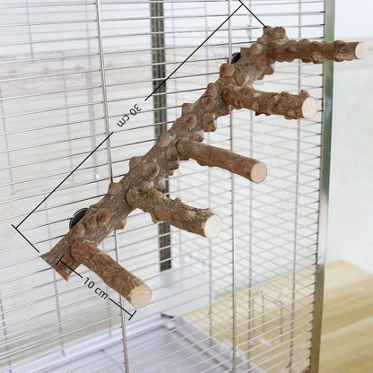 Bird Ladder Perch Cage Nature Wood Stand Parrot Chew Toy for Small Medium Parrot Animal